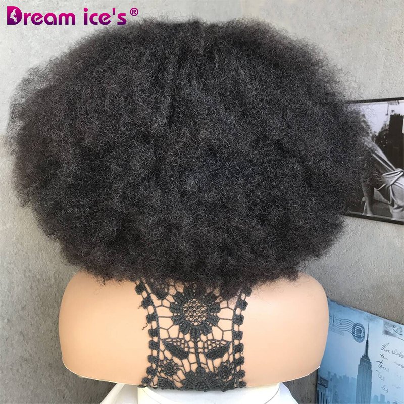 Wholesale Factory Price 4*4 Front Lace Wigs Bomb Afro Kinky Curly Glueless Mixed Brazilian Human Hair Blend Hair For Black Women