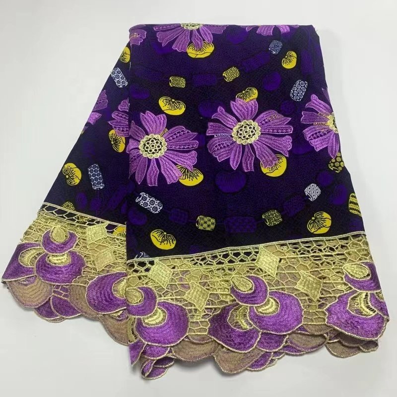 ACI African Wax Fabric Embroidery Fabric 100% Cotton Soft Quality Ankara Lace Fabric Holland Wax Real Loincloths 6 Yards/Piece