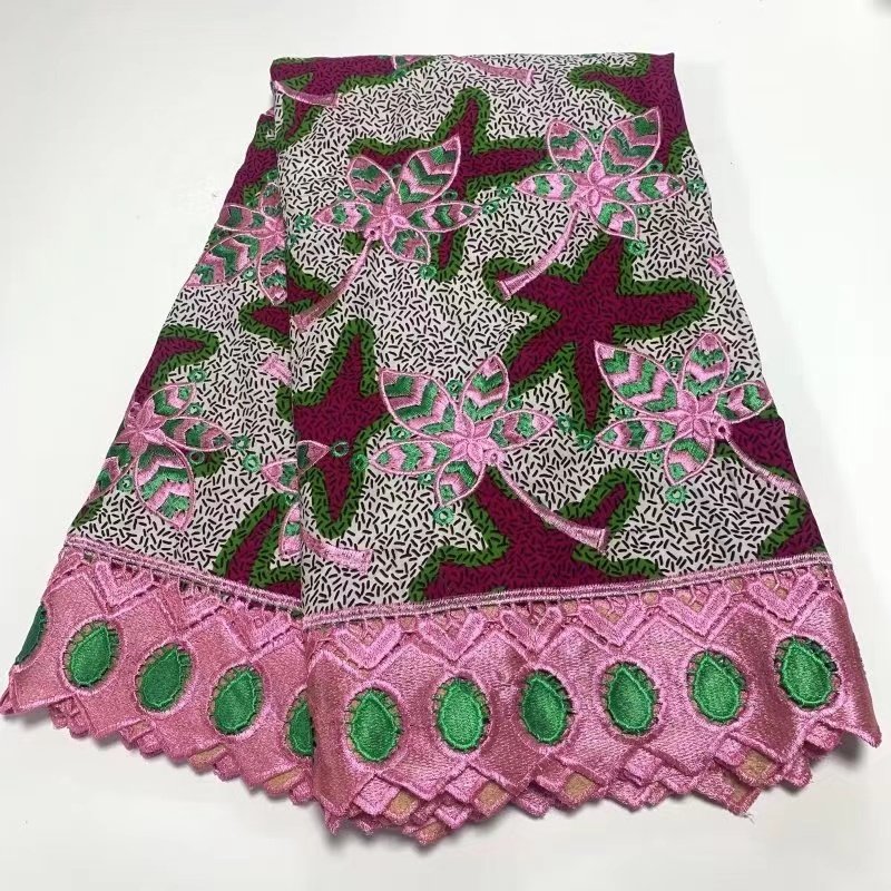 ACI African Wax Fabric Embroidery Fabric 100% Cotton Soft Quality Ankara Lace Fabric Holland Wax Real Loincloths 6 Yards/Piece