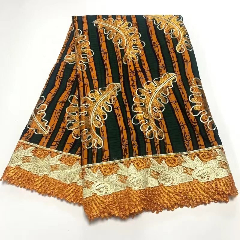 ACI African Wax Fabric Embroidery Fabric 100% Cotton Soft Quality Ankara Lace Fabric Holland Wax Real Loincloths 6 Yards/Piece