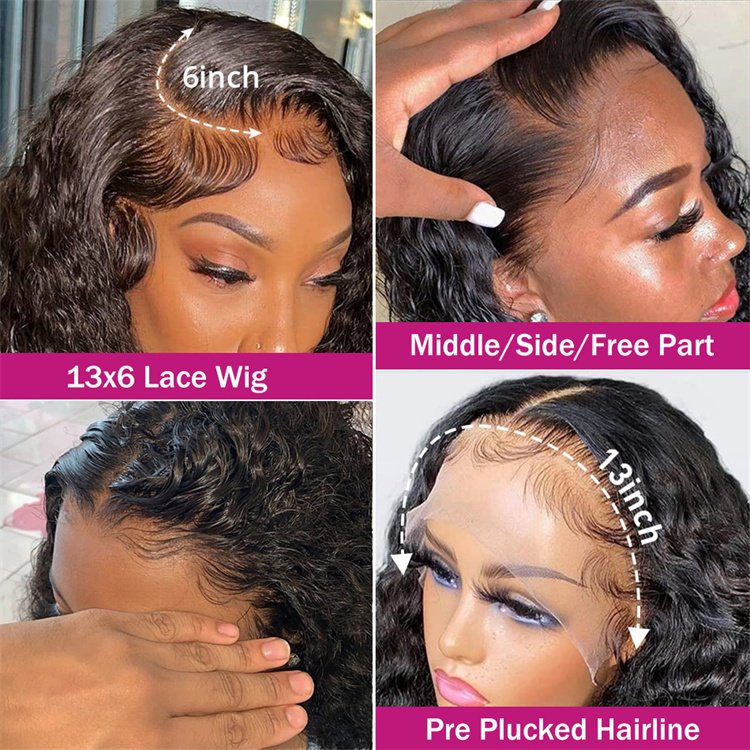 Most popular water wave human hair wig 180%density 360 lace frontal wig with baby hair 100% human hair full lace front wigs