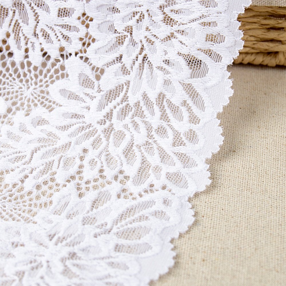 Wholesale 18CM Elastic Hollow Flower Black White Laces Trims White Guipure Lace Stretch Lace Trim