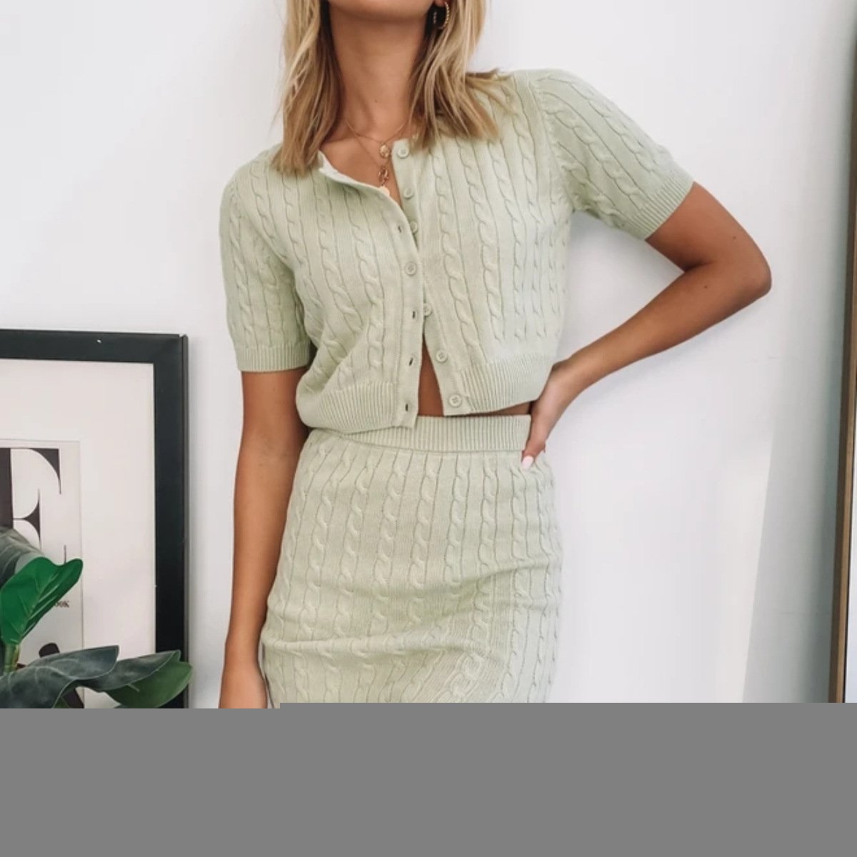YT Knit Dress Wrap Hip Skirt Ins Casual Short Sleeve Crew Neck Loose Cotton Women Knit Dress 2 piece set