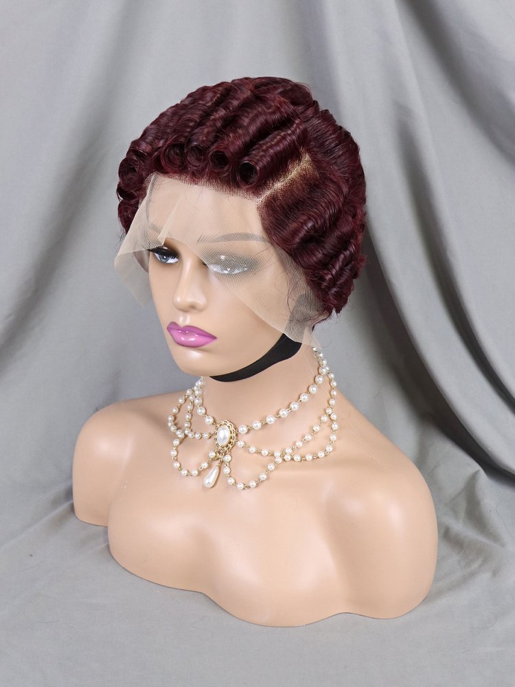 Wholesale 6 Colors Short Pixie Cut Wigs Full 13x4 Transparent Lace Frontal Curly Human Hair Lace Front Bob Wig For Black Women