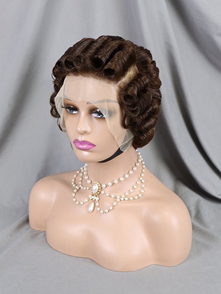Wholesale 6 Colors Short Pixie Cut Wigs Full 13x4 Transparent Lace Frontal Curly Human Hair Lace Front Bob Wig For Black Women