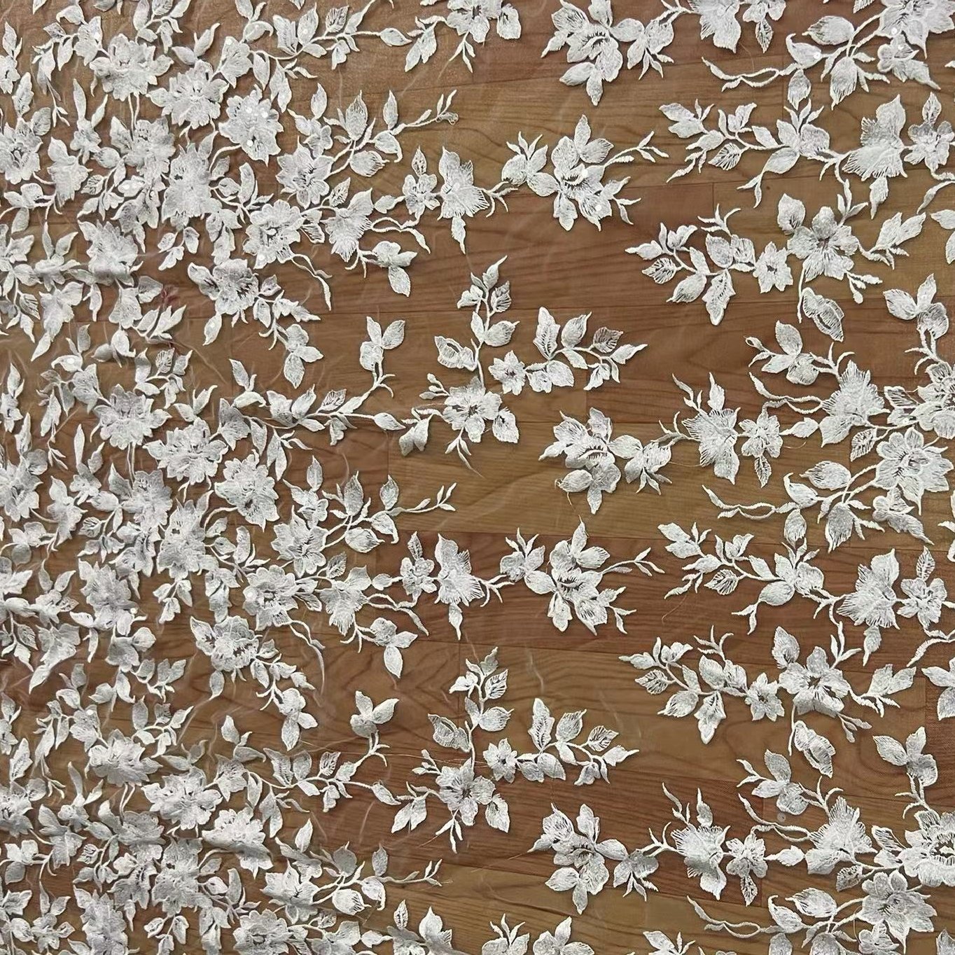 DELACE plain embroidery bridal weddingdress fabric floral ivory lace