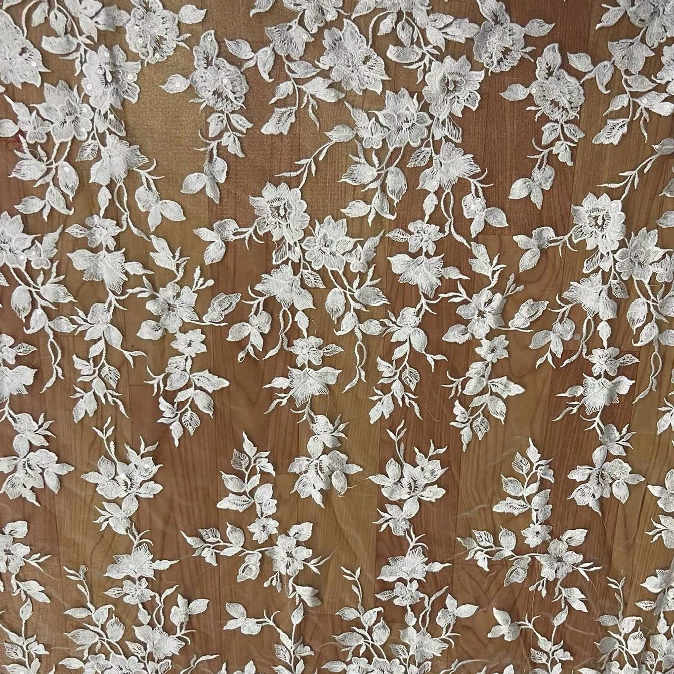 DELACE plain embroidery bridal weddingdress fabric floral ivory lace