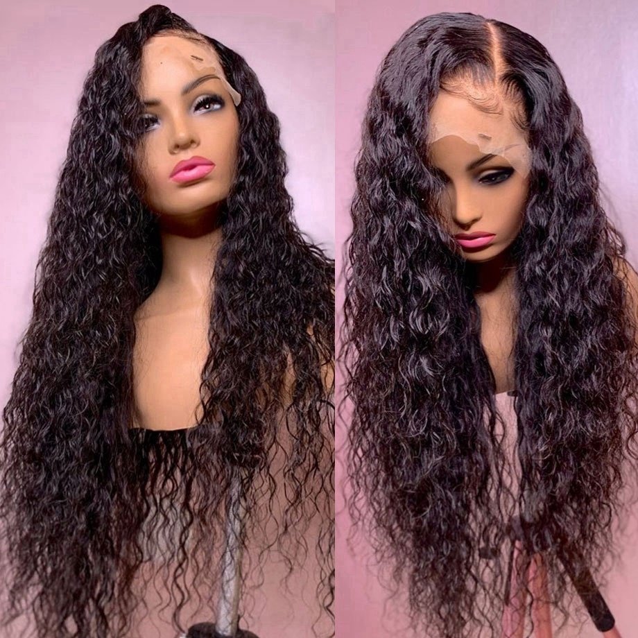 26 Inch Long Natural Black Curly Wigs Lace Front Wigs For Black Women With Preplucked Baby Hair Glueless Hair Wig 180% Density