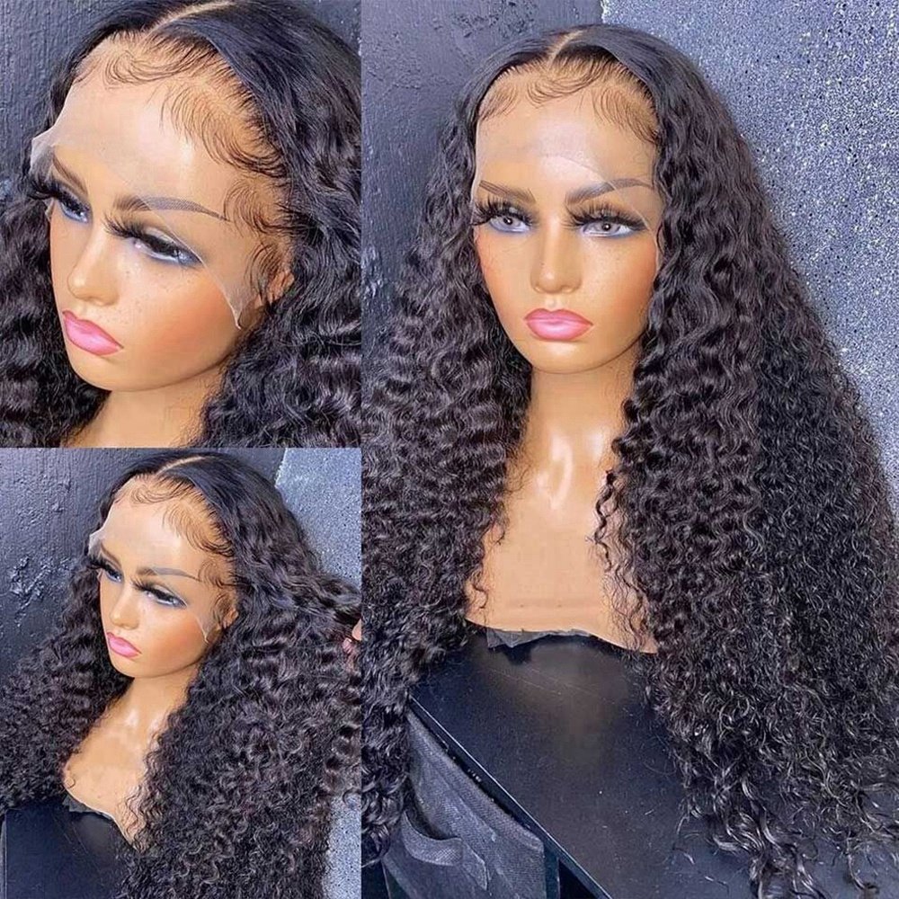 26 Inch Long Natural Black Curly Wigs Lace Front Wigs For Black Women With Preplucked Baby Hair Glueless Hair Wig 180% Density