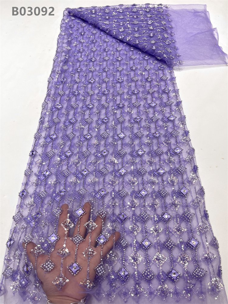 Glitter Beads Sequins Embroidery Fabric Tulle Fabric Custom With Beaded French Laces Fabrics For Women