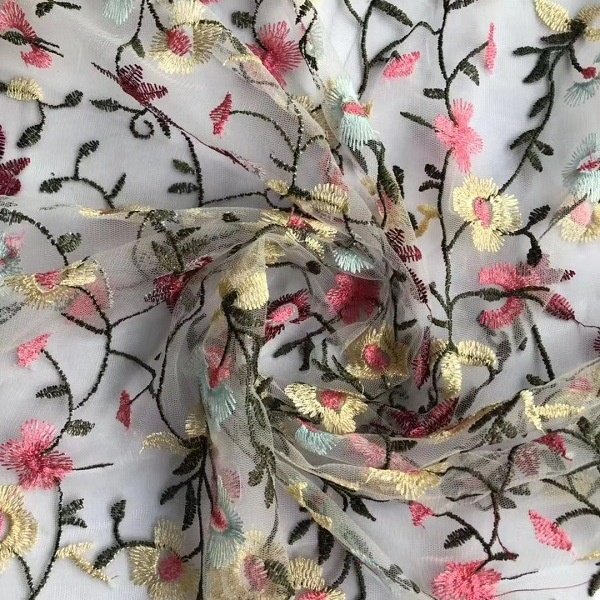 2023 DRESS making lace material fabric HOT SALE 3D Embroidery FLORAL tulle lace fabric High quality french swiss voile lace