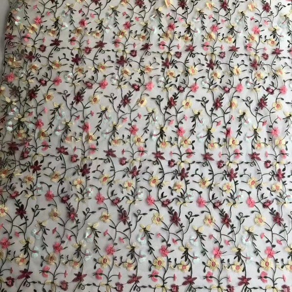 2023 DRESS making lace material fabric HOT SALE 3D Embroidery FLORAL tulle lace fabric High quality french swiss voile lace