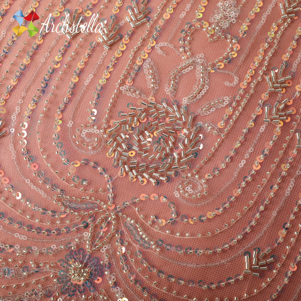 TikTok Hot-Selling Sequins and Beaded Embroidered Fabric for Ghanaian Wedding Dress