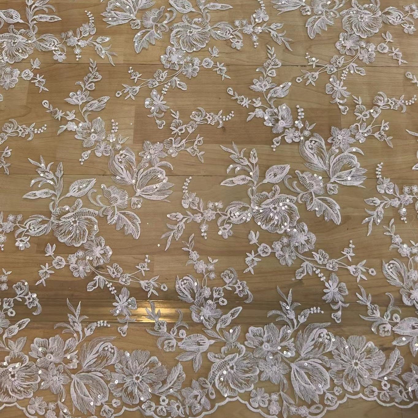 DELACE new arrival sequins bridal fabric elegant weddingdress lace plain emboriered lace fabric