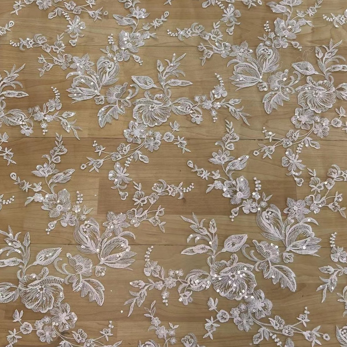 DELACE new arrival sequins bridal fabric elegant weddingdress lace plain emboriered lace fabric