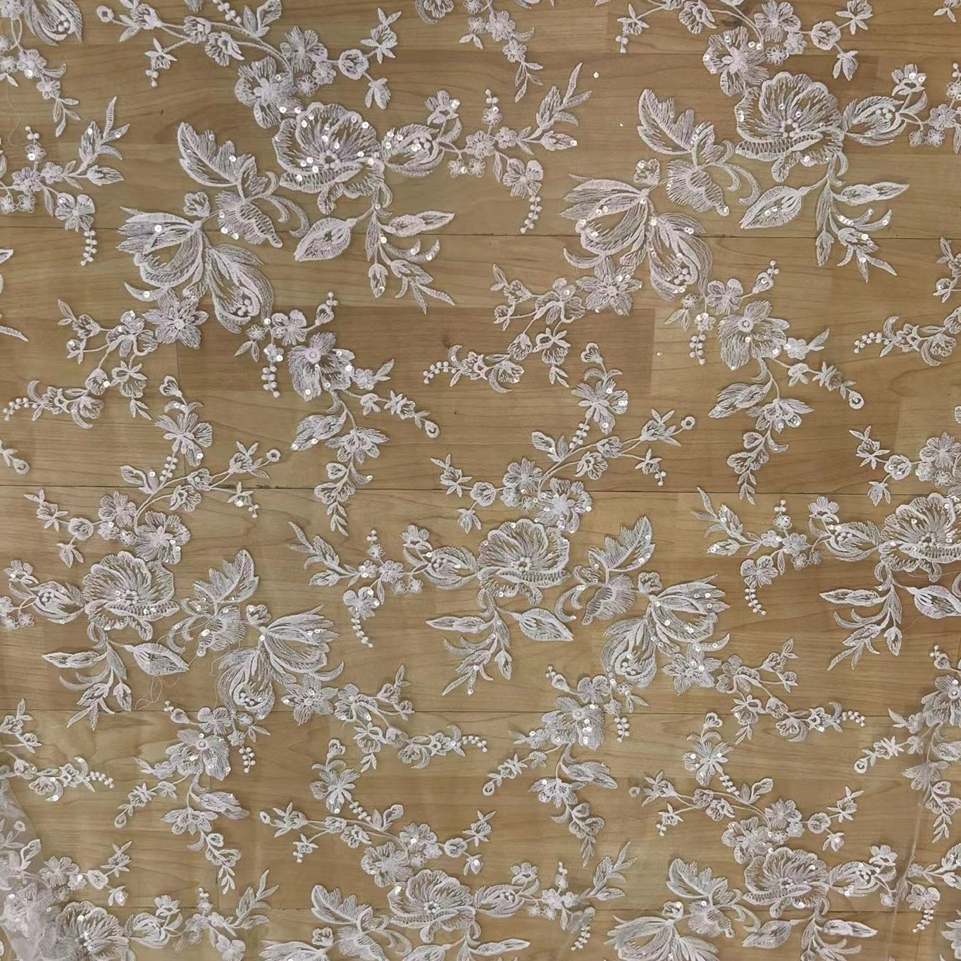 DELACE new arrival sequins bridal fabric elegant weddingdress lace plain emboriered lace fabric
