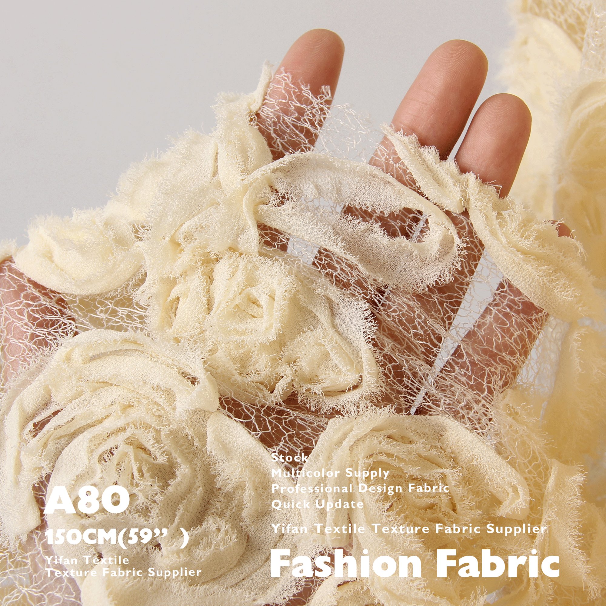 High Quality New Arrival Mesh Hollow Embroidery Fabric Big 3D Roses Pattern Flowers Laces Fabrics For Women Dress Vest Veil