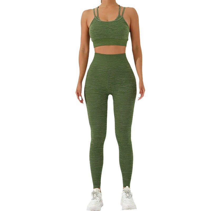 Activewear Manufacturers OEM ODM Custom Logo Seamless Long Sleeve Top Fitness Women Clothing Gym Wear Rib-Knit Yoga Set