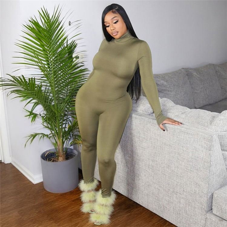bodysuit fall turtleneck long sleeve jumpsuit yoga jumpsuit fitness women