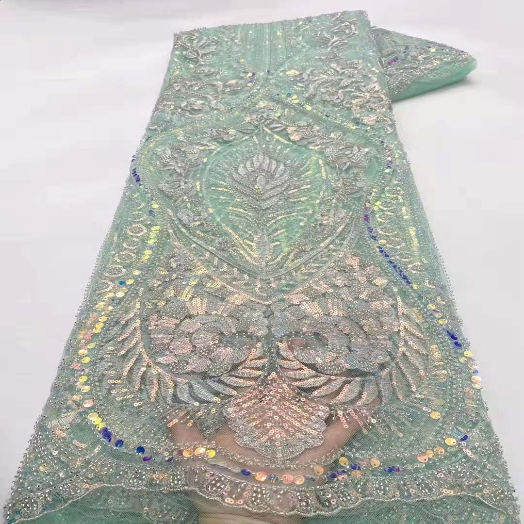 New wedding dress small bead tube embroidery bead embroidery fabric lace mesh fabric