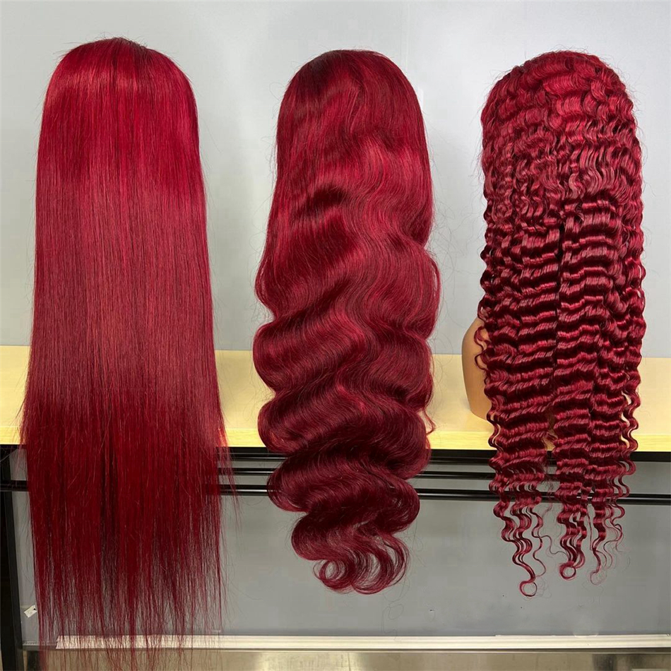 Cheap Curly Colored 99J Human Hair Lace Front Wigs Hd Wig for Black Burgundy 360 Full Lace Women Small Brazilian Hair Long