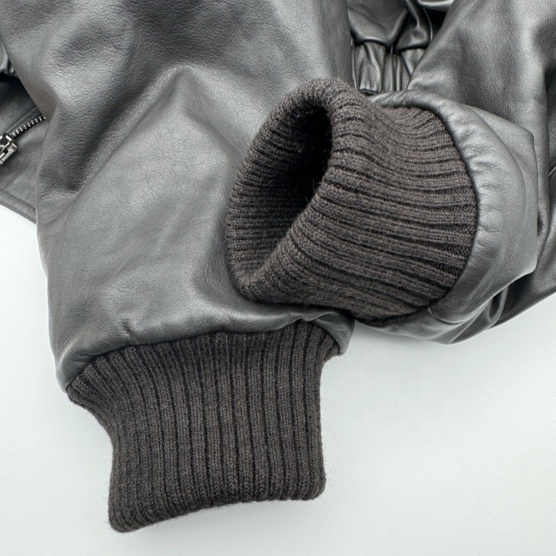 High quality wool blend ribbed jacket knit ribbing cuffs