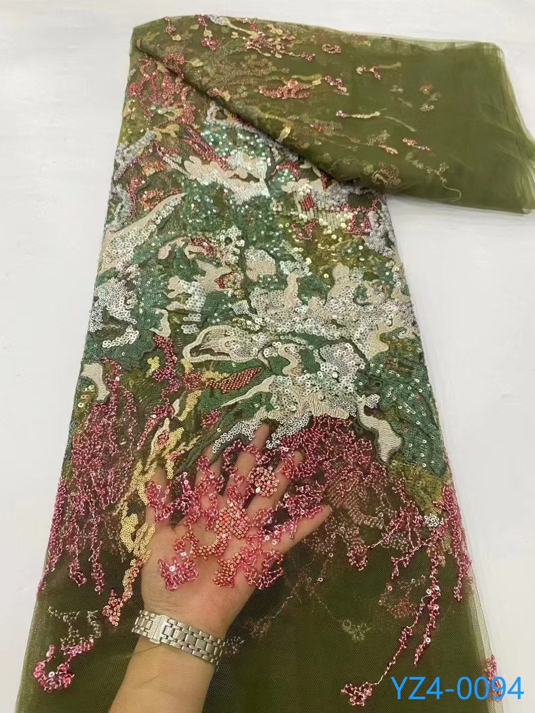 African Bridal Beads Lace Material Luxury Handmade 5 Yards Beaded Fabrics Shining Sequins Lace Fabric For Evening Party Dress