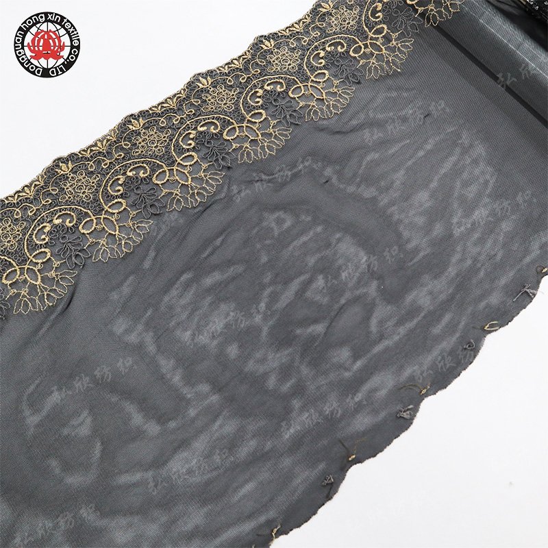Newly designed black 25cm embroidered lace clothing underwear mesh lace fabric