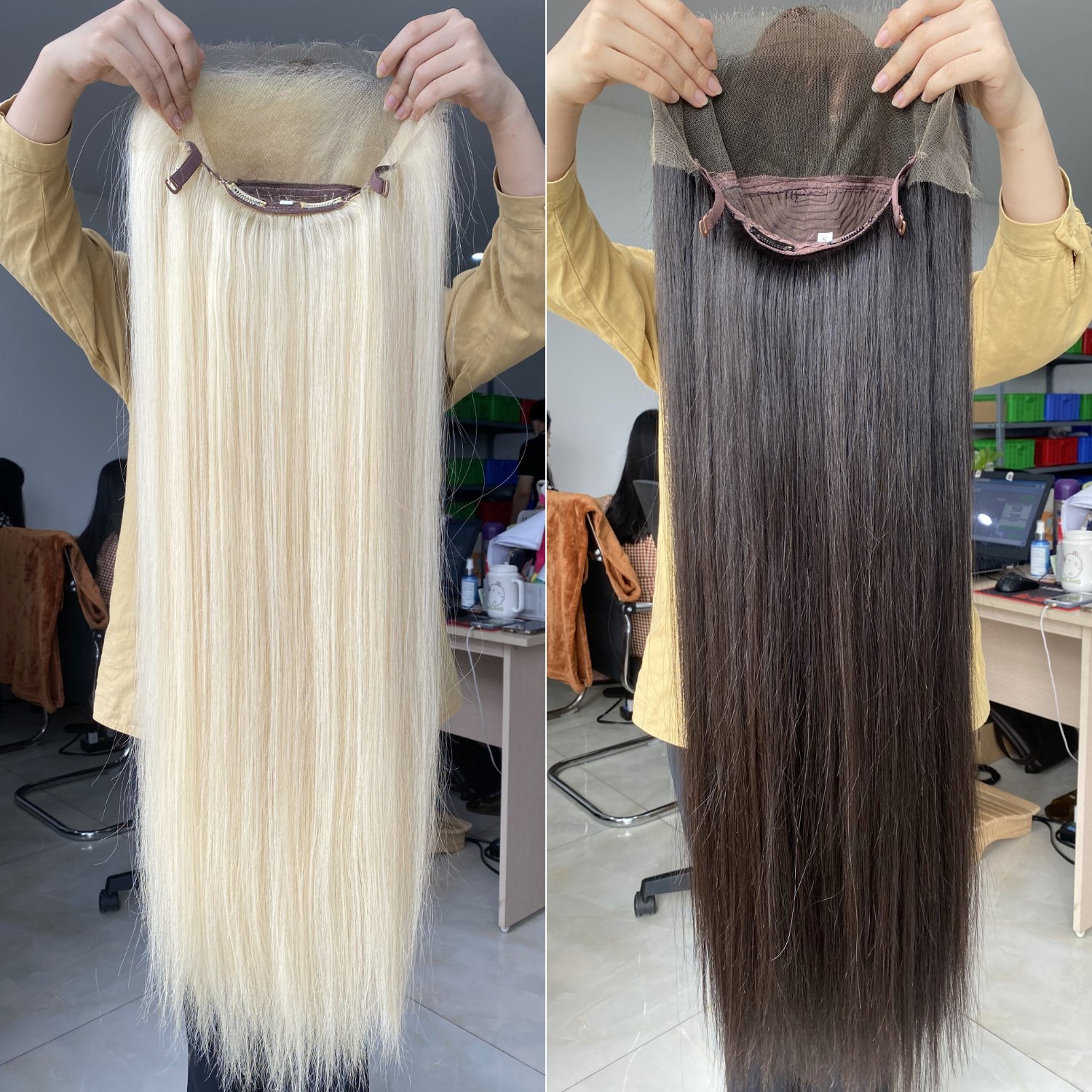 Wholesale Price 100% Raw Vietnamese Hair Virgin Bone Straight Swiss HD Lace Front Wigs For Black Women