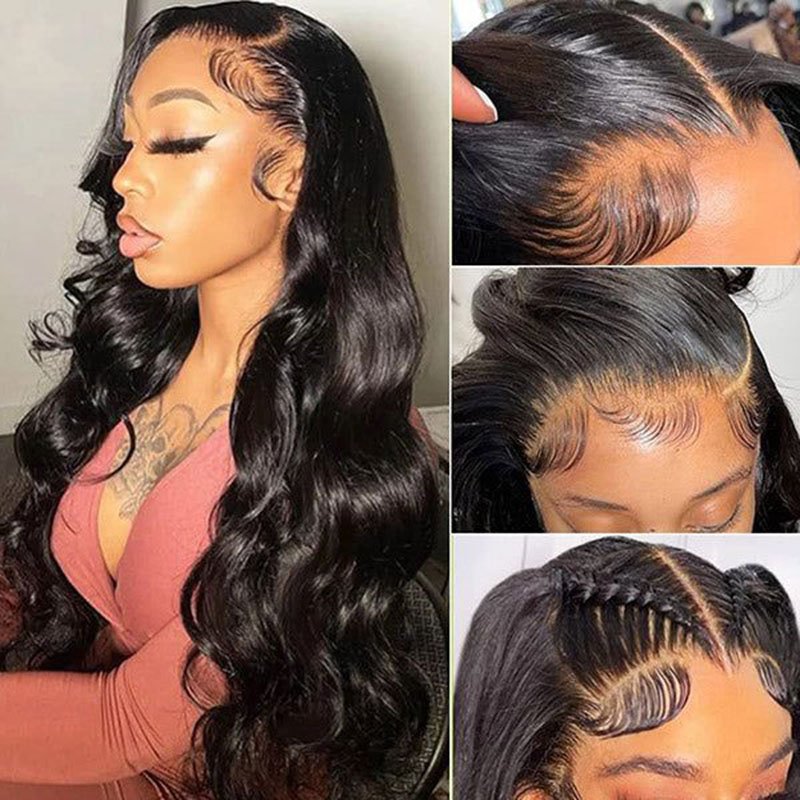 Natural Virgin Brazilian Raw Human Hair Wigs Pre Pluck 13x4 Glueless Full HD Lace Frontal Wigs Body Wave Curly HD Lace Front Wig
