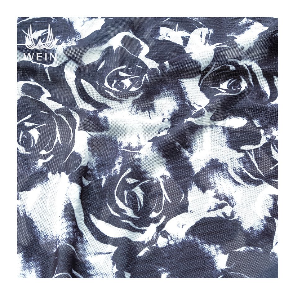 WI-K04 Custom Print Wholesale Good Price Mesh Printed Fabric Digital Printed Fabric For Dress With Low MOQ