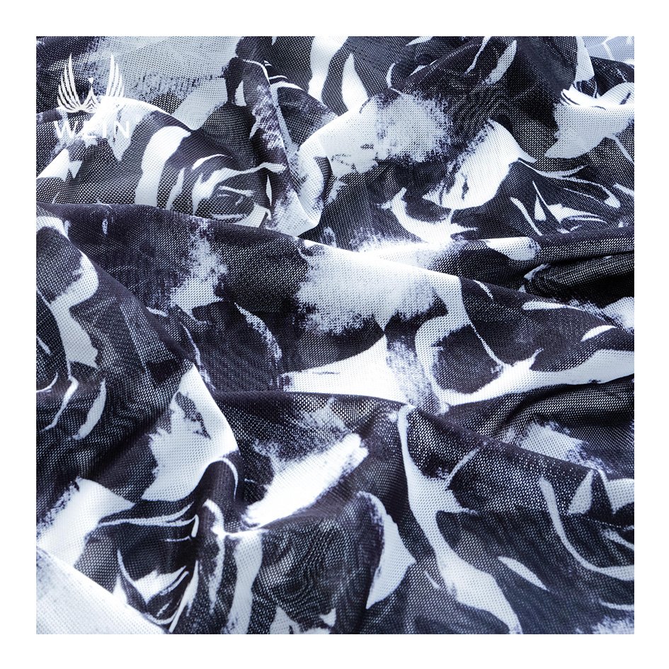 WI-K04 Custom Print Wholesale Good Price Mesh Printed Fabric Digital Printed Fabric For Dress With Low MOQ