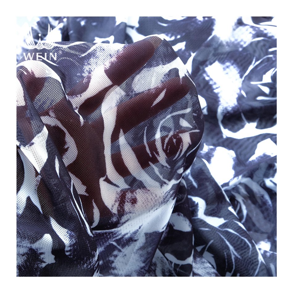 WI-K04 Custom Print Wholesale Good Price Mesh Printed Fabric Digital Printed Fabric For Dress With Low MOQ