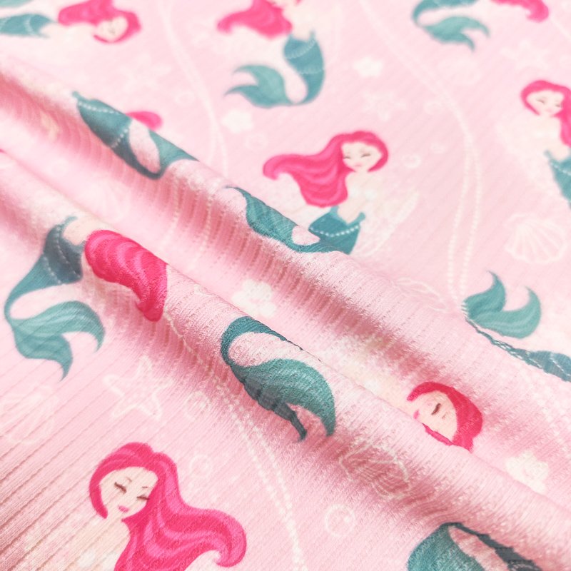 Customized cartoon elastic 96% polyester 4%spandex swim knitted fabric ribbed silk fabric ribbed t shirt ribbing fabric