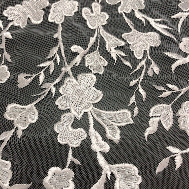 Latest flower embroidered bridal wedding lace dress fabric handmade LT20892