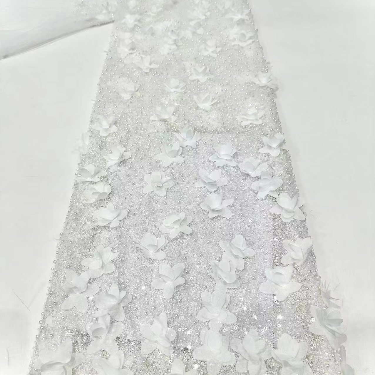 2024 Modern Novel Design Wholesale Price 3D Flower Lace Embroidery Fabric Design