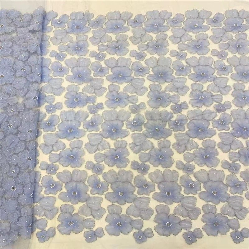 TikTok Hot-Selling Heavy Beaded Lace Fabric Embroidery Flower Beads With Pearl Lace Fabric Bridal Dress For Wedding Party