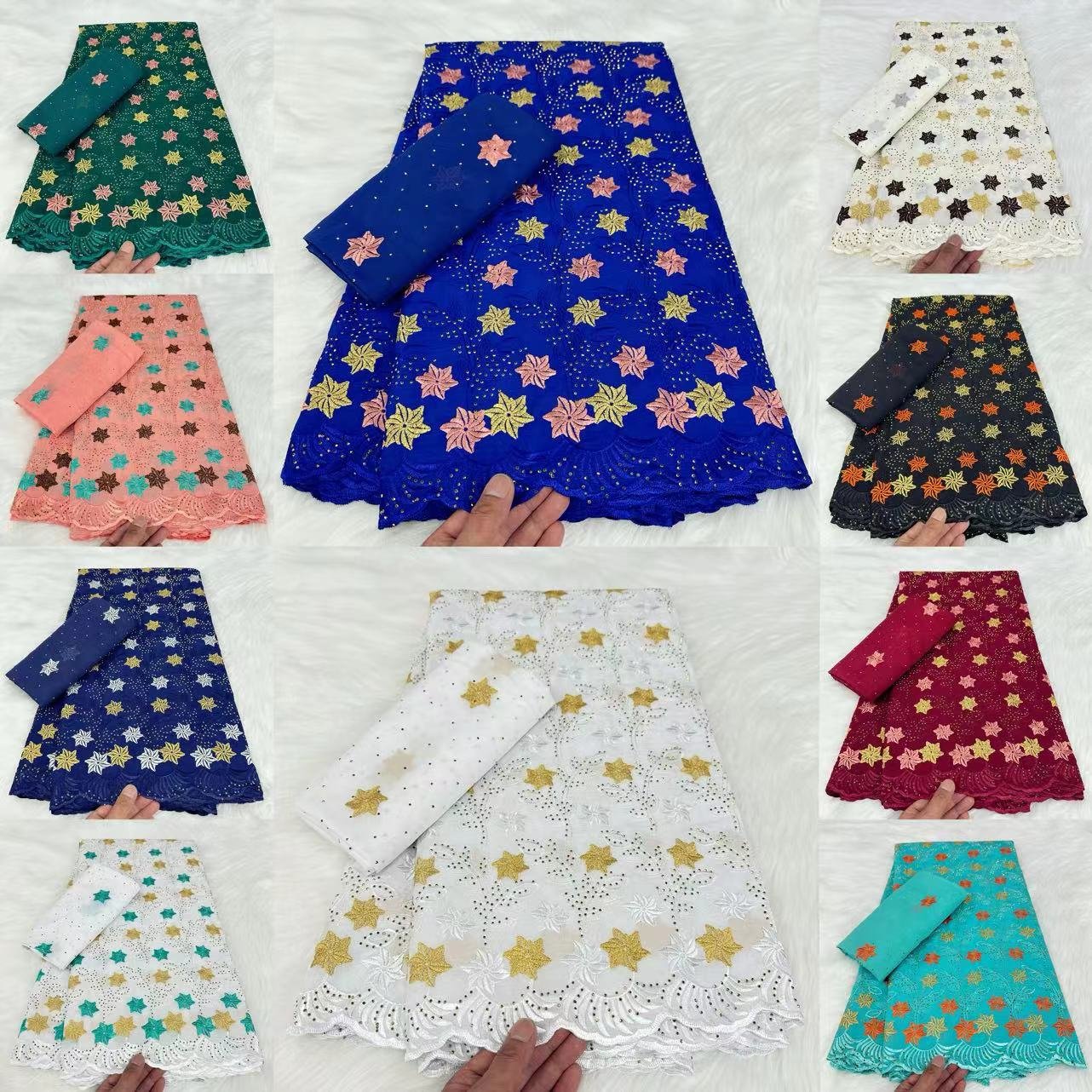 royal blue cotton lace cotton embroidery fabric