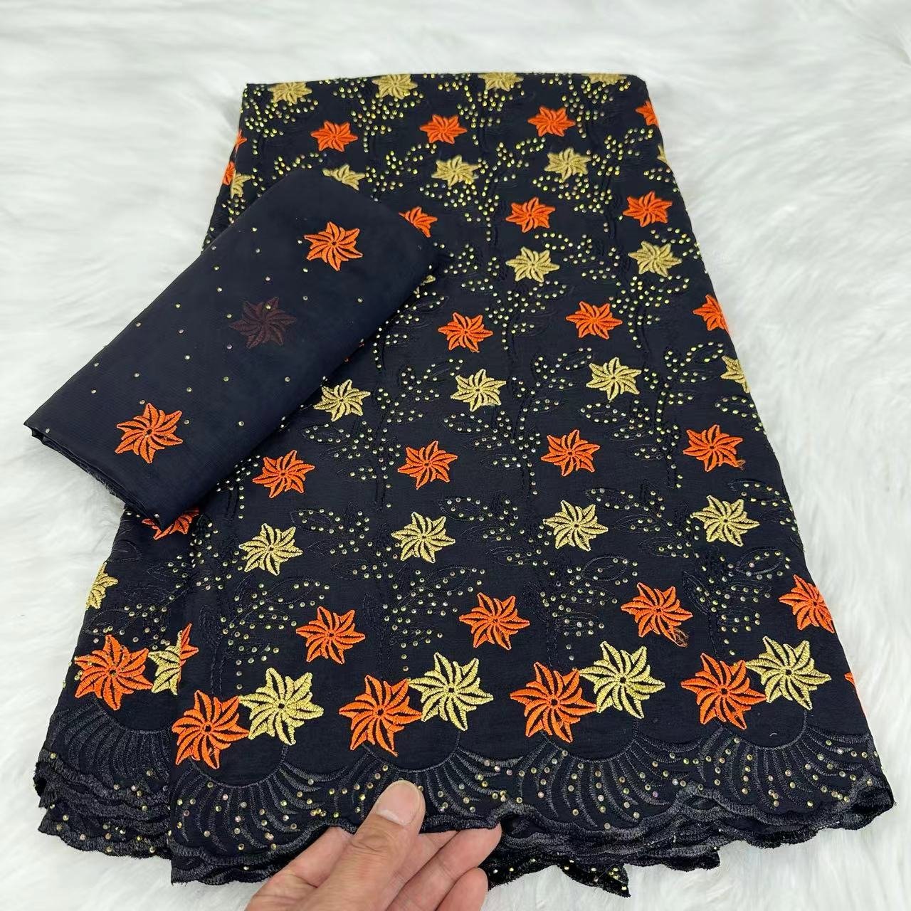 royal blue cotton lace cotton embroidery fabric