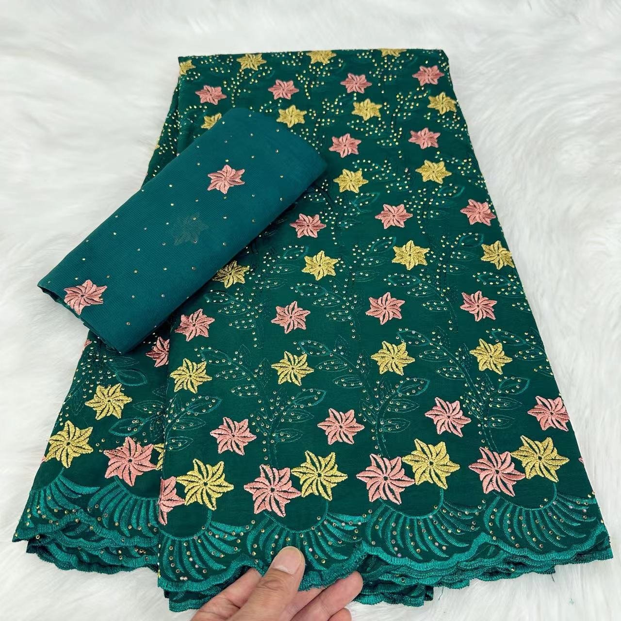 royal blue cotton lace cotton embroidery fabric