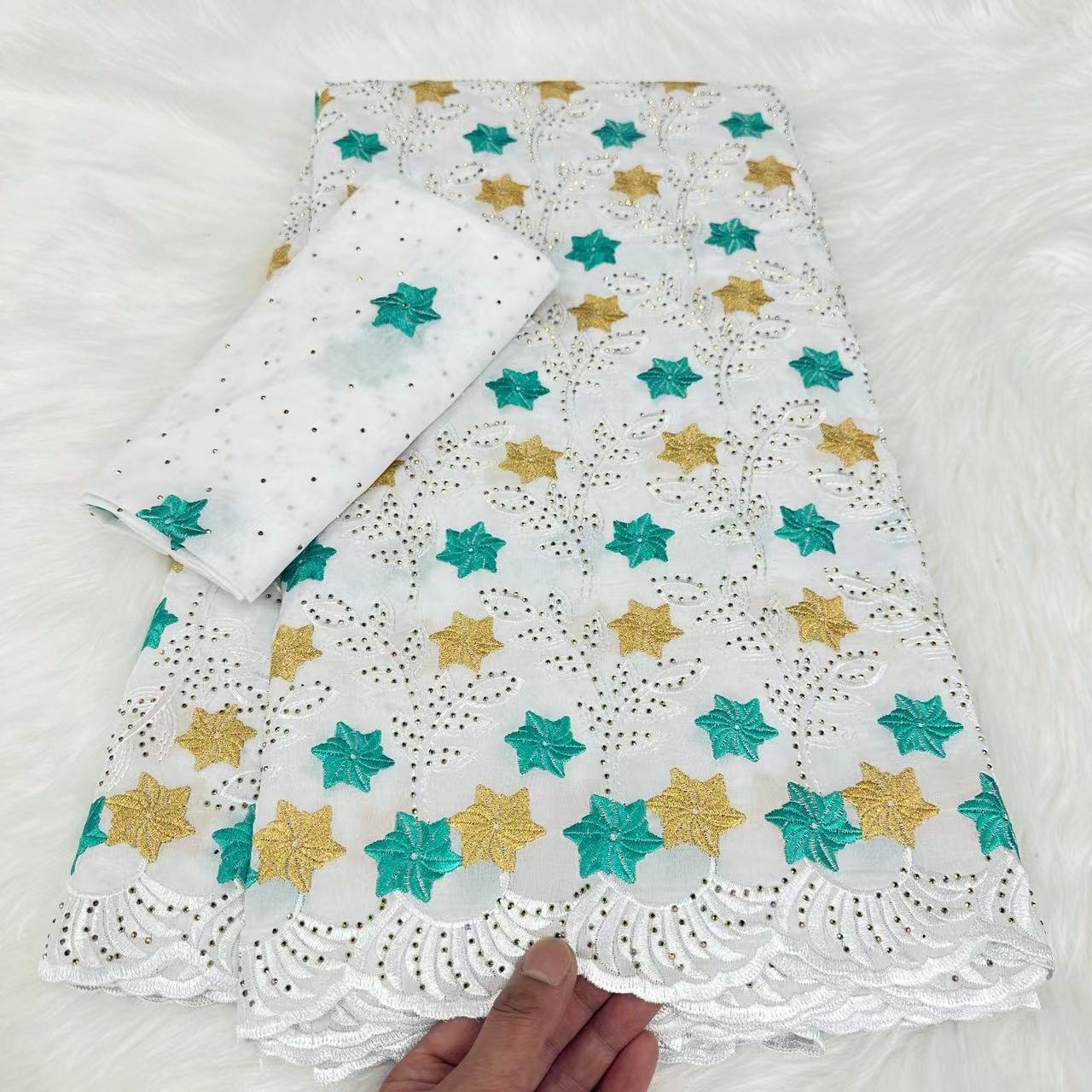 royal blue cotton lace cotton embroidery fabric