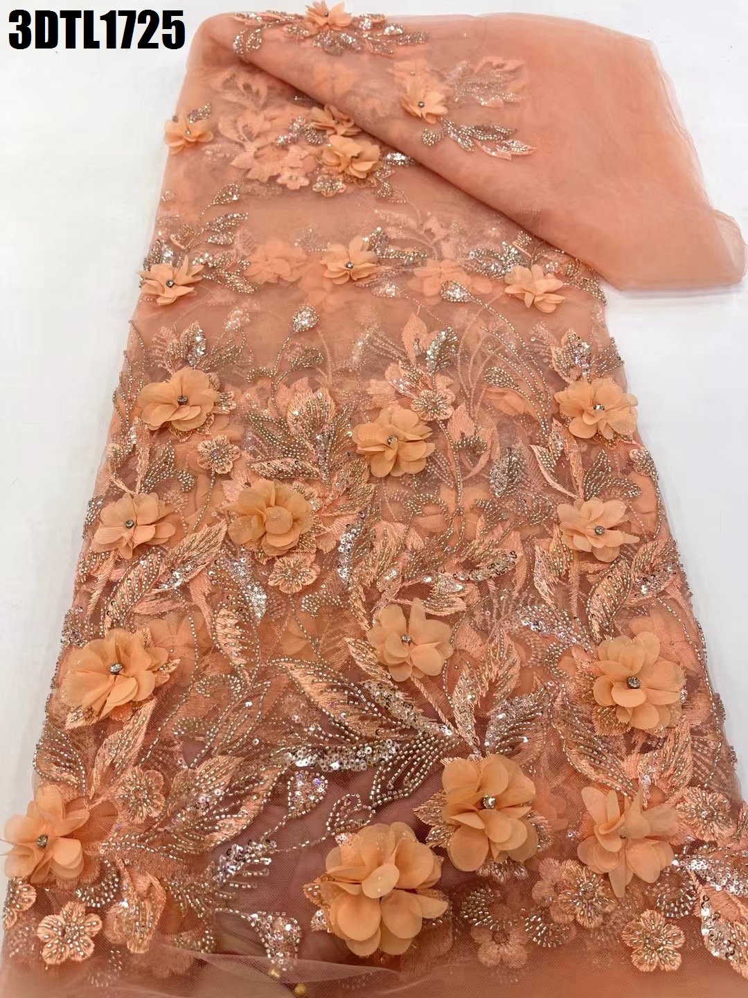 2024 Modern Novel Design Wholesale Price 3D Flower Lace Embroidery Fabric Design