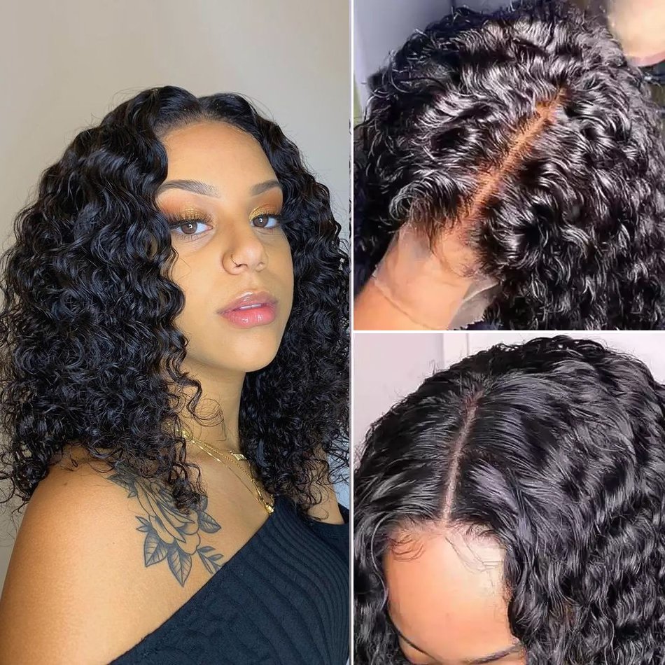 Wholesale Peruvian Short Bob Wigs Human Hair 13x4 Lace Front Water Wave Short Human Hair Wigs For Black Women