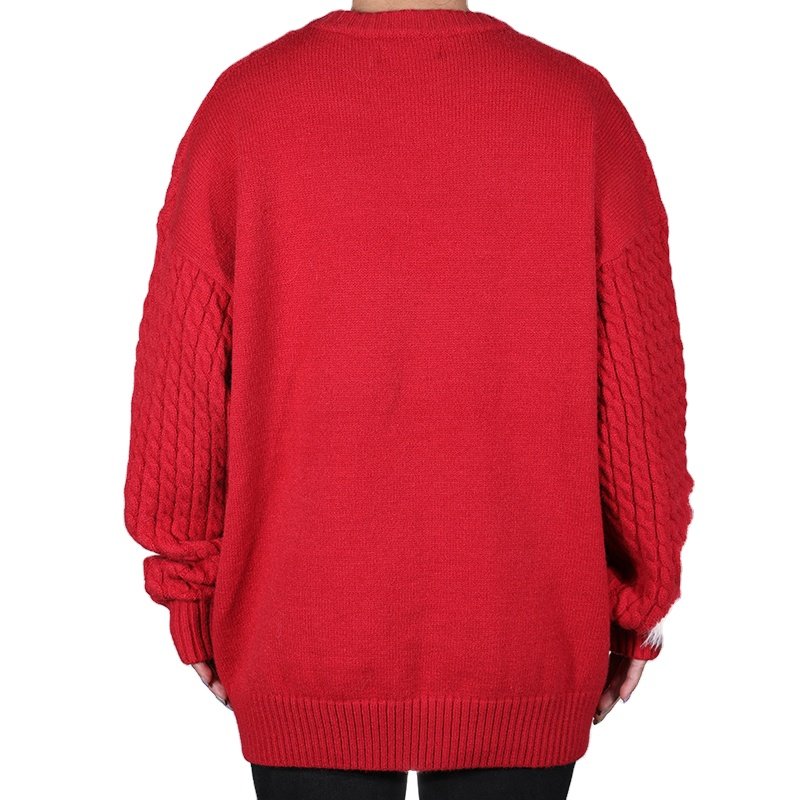 Custom OEM & ODM women sweater Long Sleeve Jacquard rib knitwear crew neck ladies clothes pullover Knitted sweater women