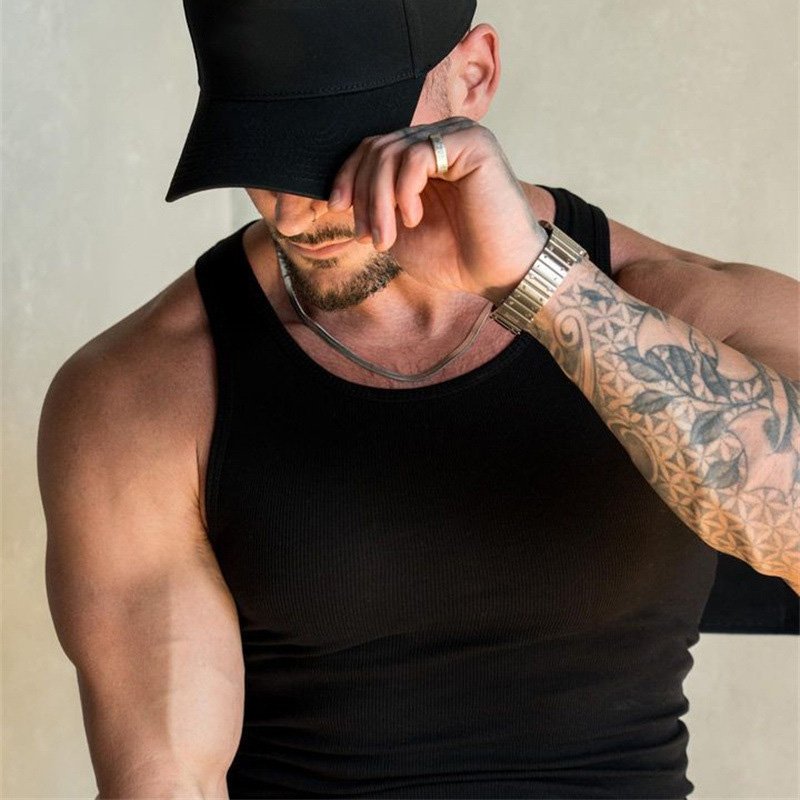 Wholesale Custom Logo Ribbed Cotton Running Muscle Singlet Athletic Sleeveless Fitness Vest Workout Men Gym Tank Top