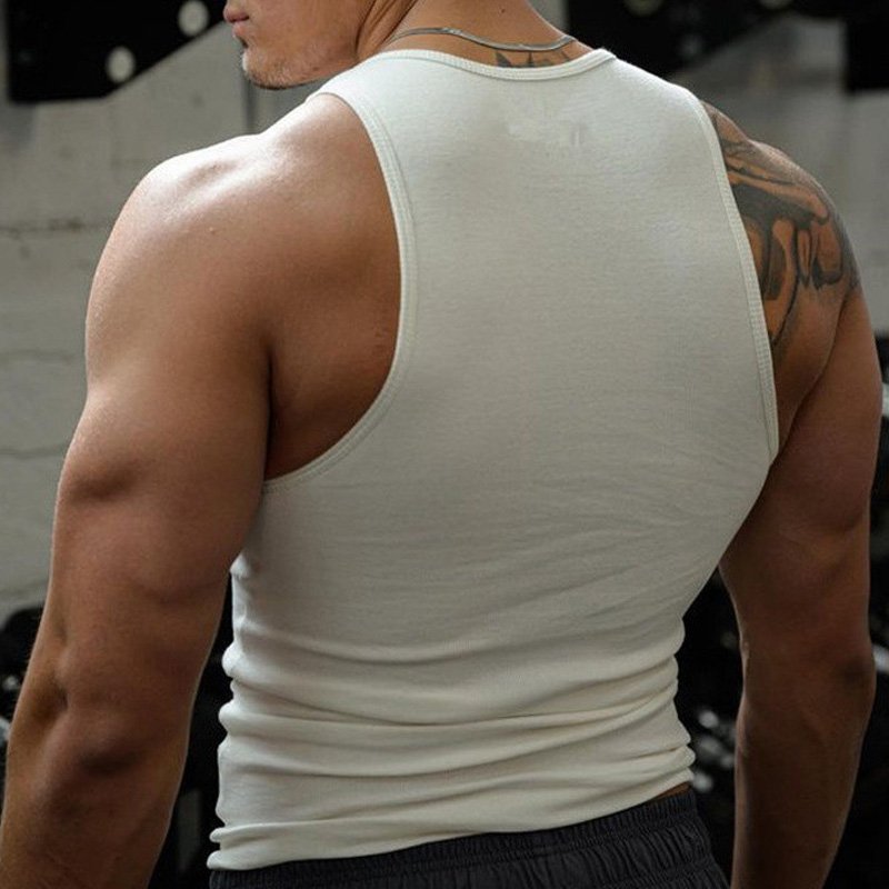 Wholesale Custom Logo Ribbed Cotton Running Muscle Singlet Athletic Sleeveless Fitness Vest Workout Men Gym Tank Top