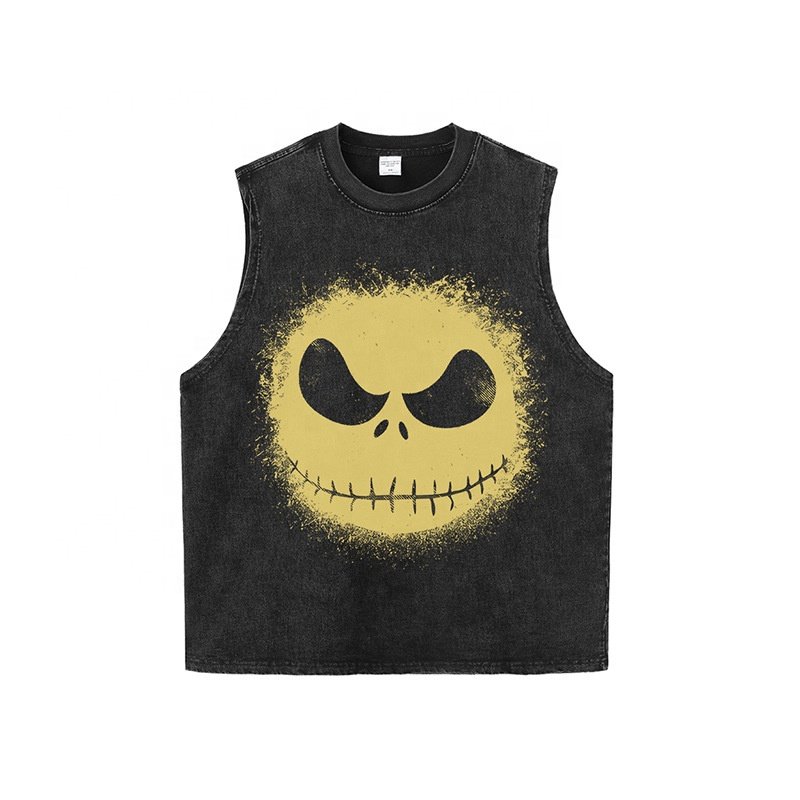FCS03 Custom MOQ 1Pc DTG Print Tank Top Men Crop Vintage Acid Wash 100% Cotton Ribbed Tank Top Mens