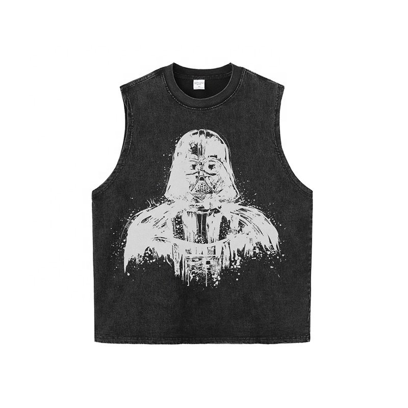 FCS03 Custom MOQ 1Pc DTG Print Tank Top Men Crop Vintage Acid Wash 100% Cotton Ribbed Tank Top Mens