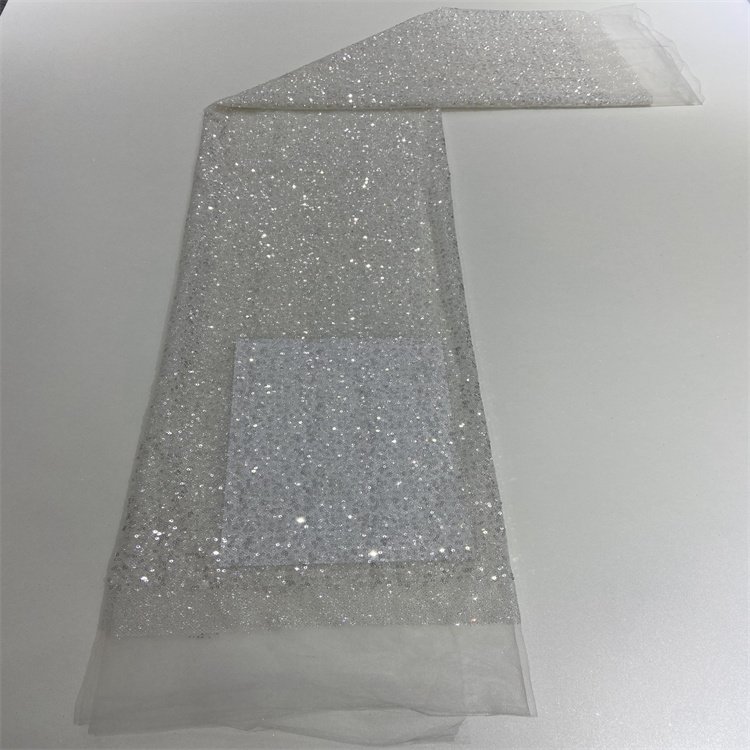 Double glitter sided full crystal sequin embroidery light blue light green white sequin wedding bridal lace fabric