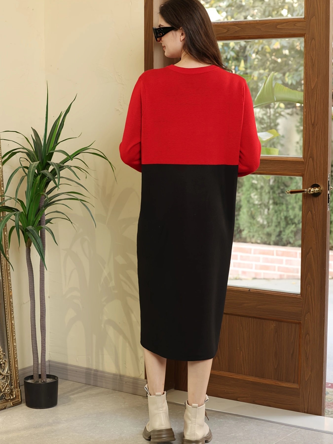 New Promotion Hot Style Patterned Ribbed Knit Sweater Dress Women'S Long Sleeve In Chunky Cable Knit